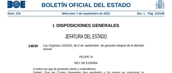 La nuova legge spagnola di “garantía integral de la libertad sexual”. Le norme di impatto giuslavoristico